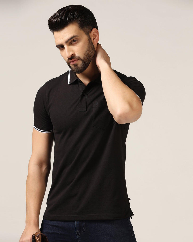 Polo Black Solid T-Shirt - Fifa