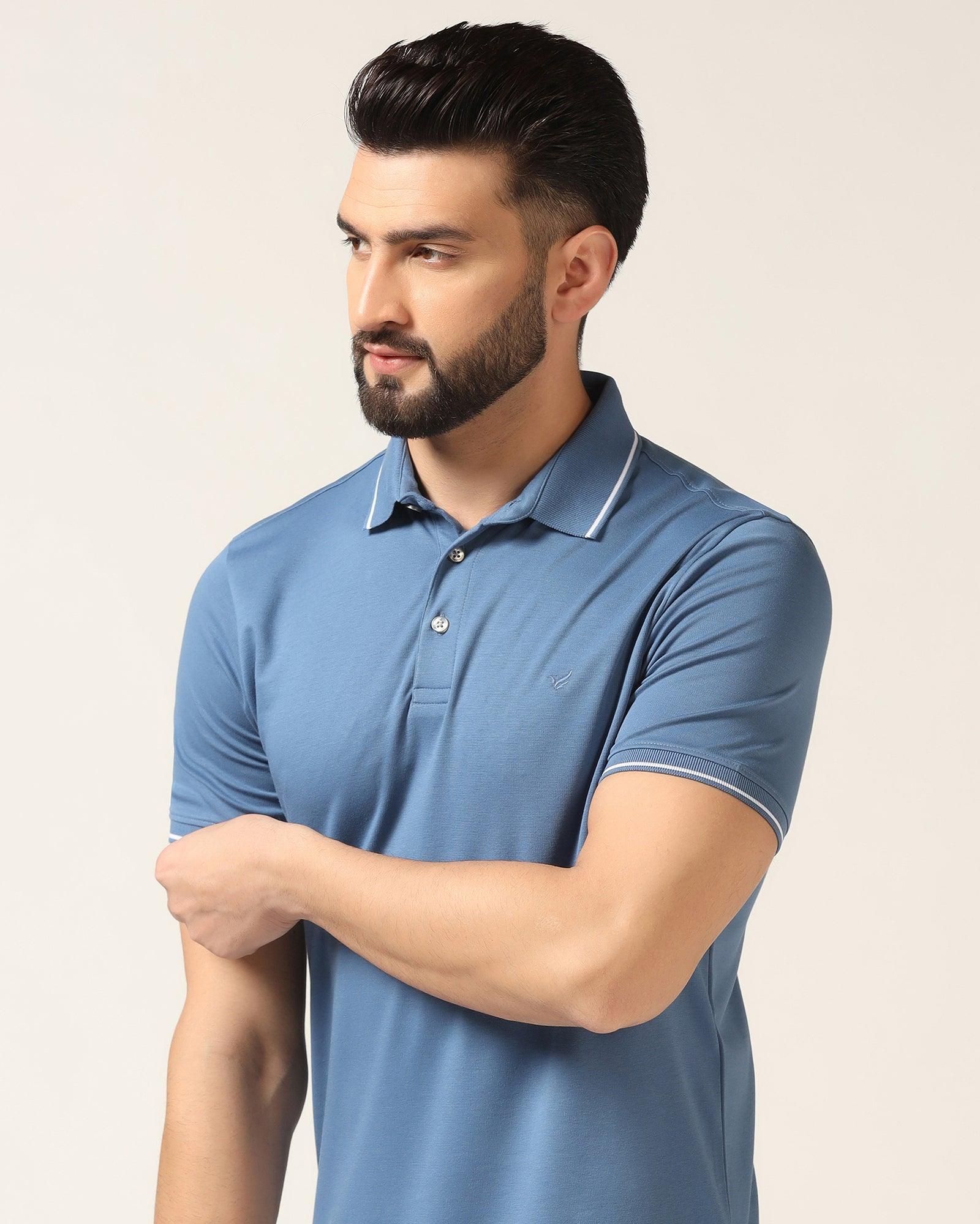 Polo Blue Solid T-Shirt - Adam