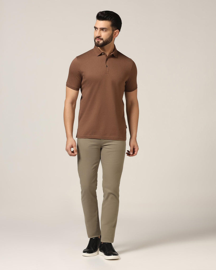 Polo Brown Melange Solid T-Shirt - Felix