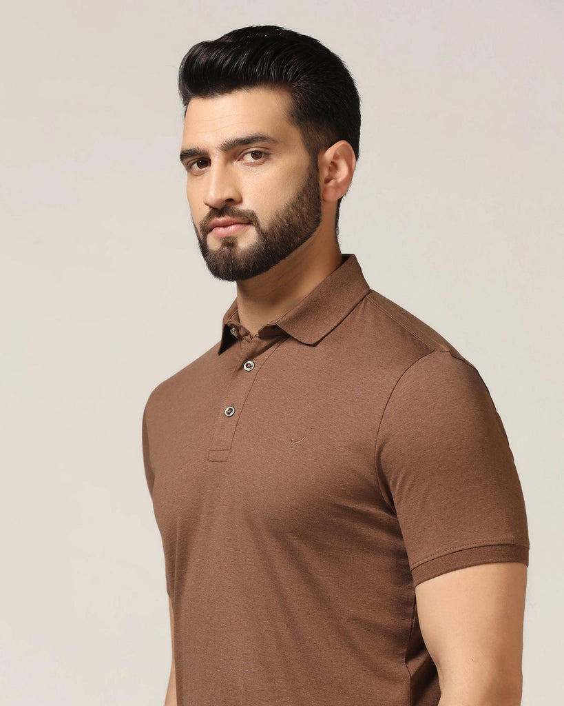 Polo Brown Melange Solid T-Shirt - Felix