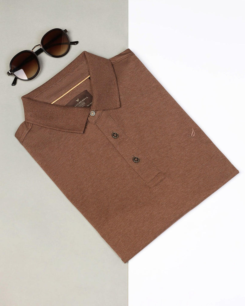 Polo Brown Melange Solid T-Shirt - Felix