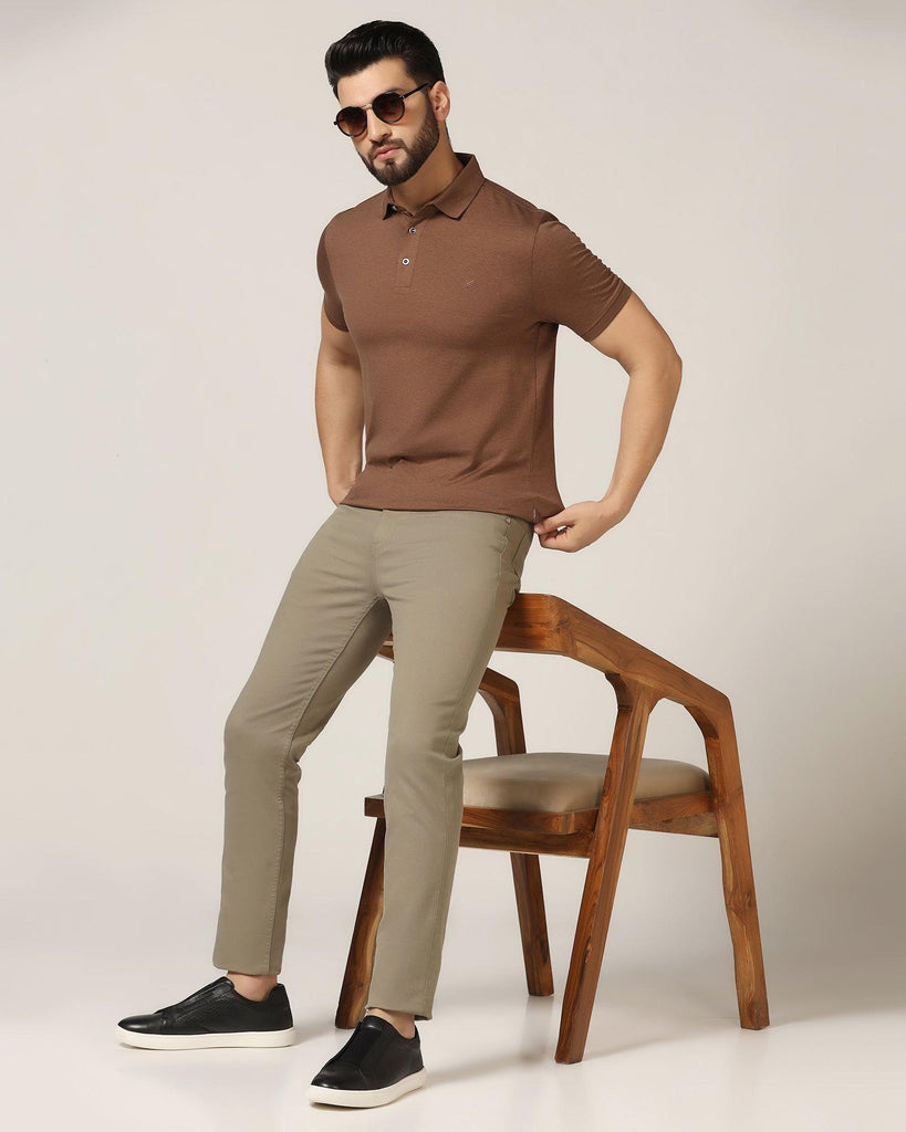 Polo Brown Melange Solid T-Shirt - Felix