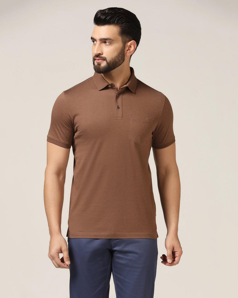 Polo Brown Melange Solid T-Shirt - Felix