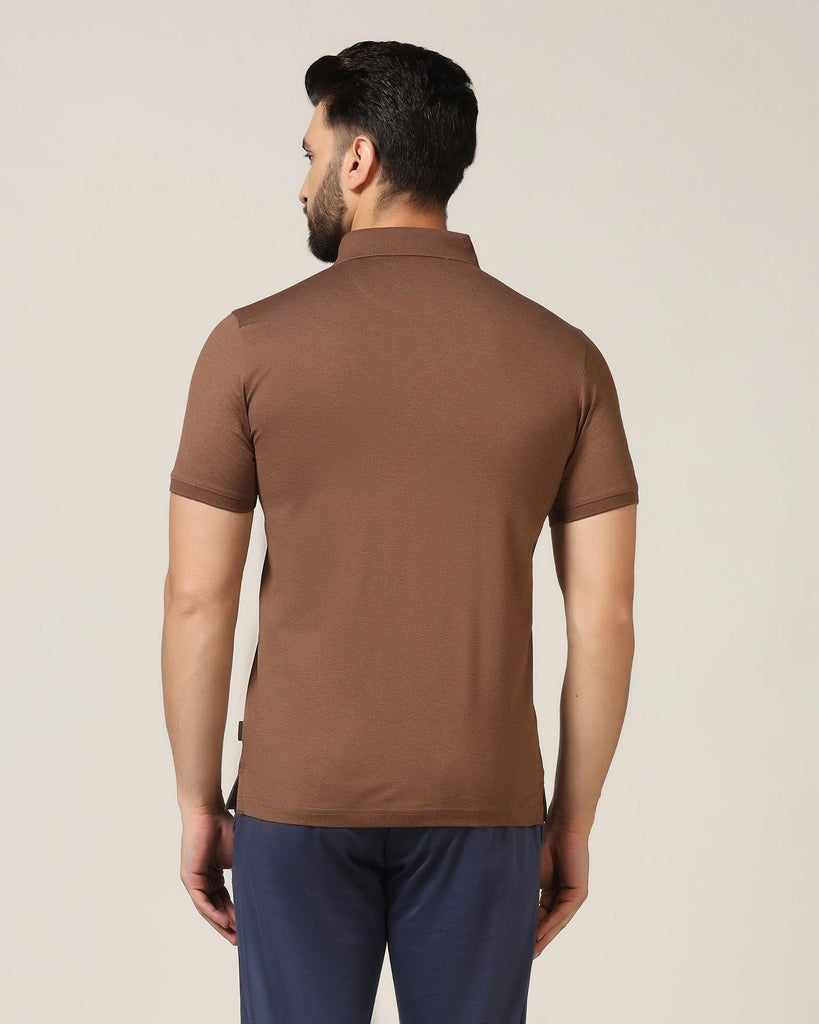 Polo Brown Melange Solid T-Shirt - Felix