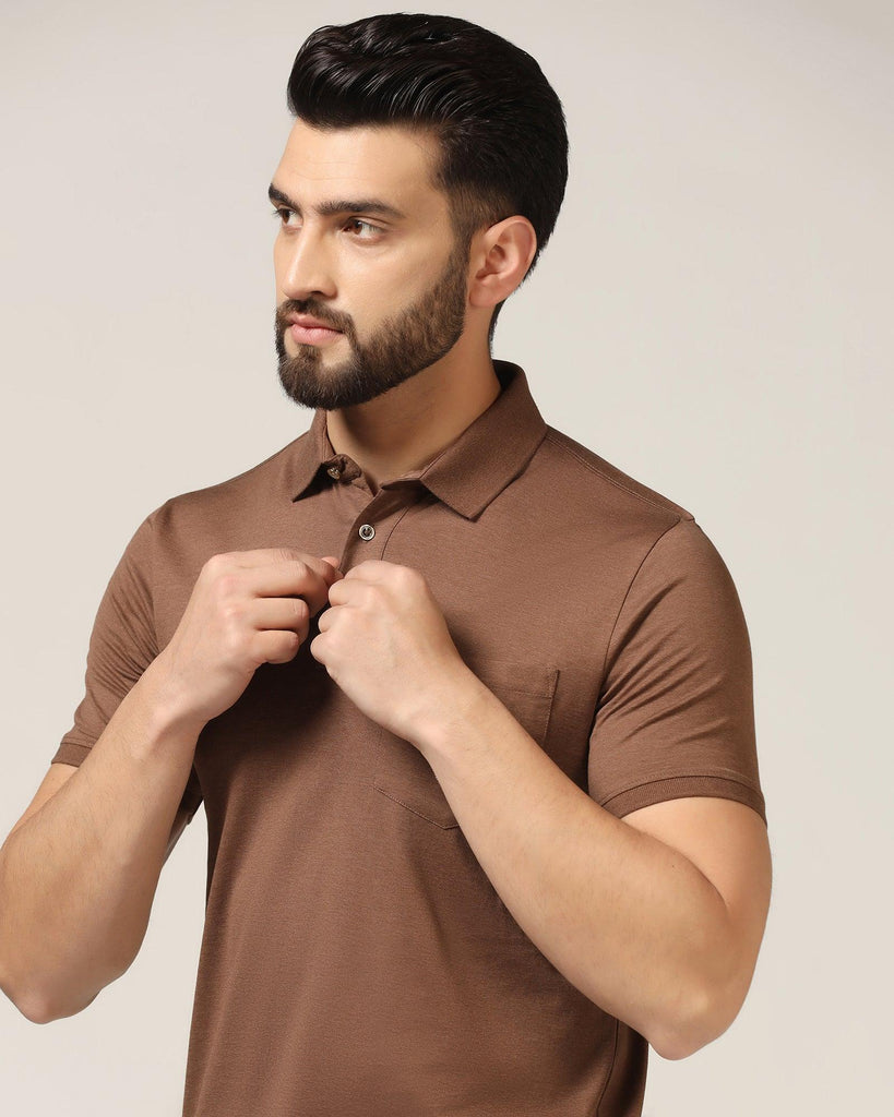 Polo Brown Melange Solid T-Shirt - Felix