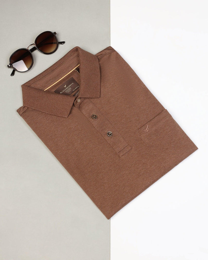 Polo Brown Melange Solid T-Shirt - Felix