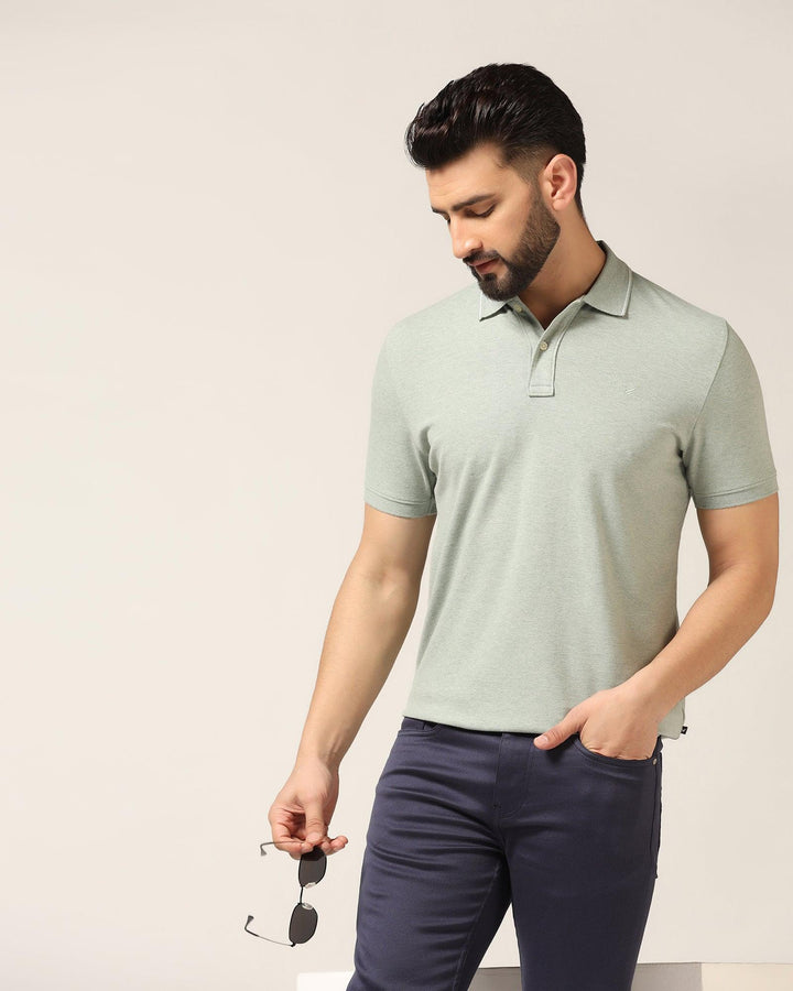 Polo Green Melange Solid T-Shirt - Alec