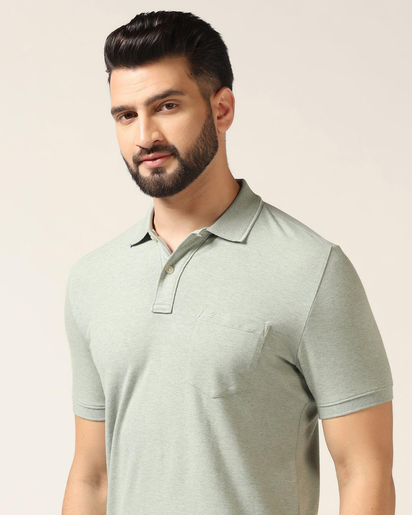 Polo Green Melange Solid T-Shirt - Alec