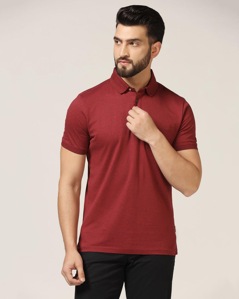 Polo Red Melange Solid T-Shirt - Felix