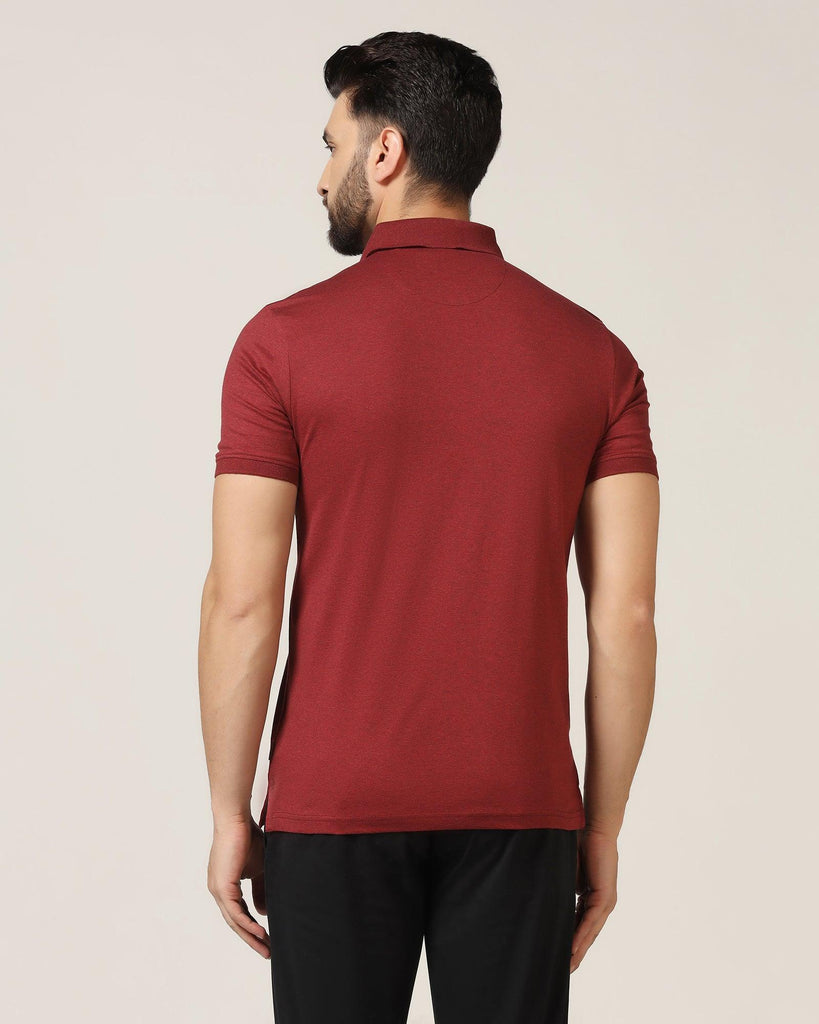 Polo Red Melange Solid T-Shirt - Felix