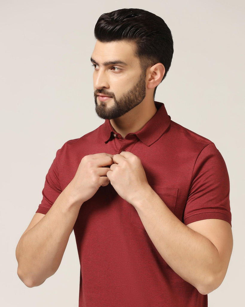 Polo Red Melange Solid T-Shirt - Felix