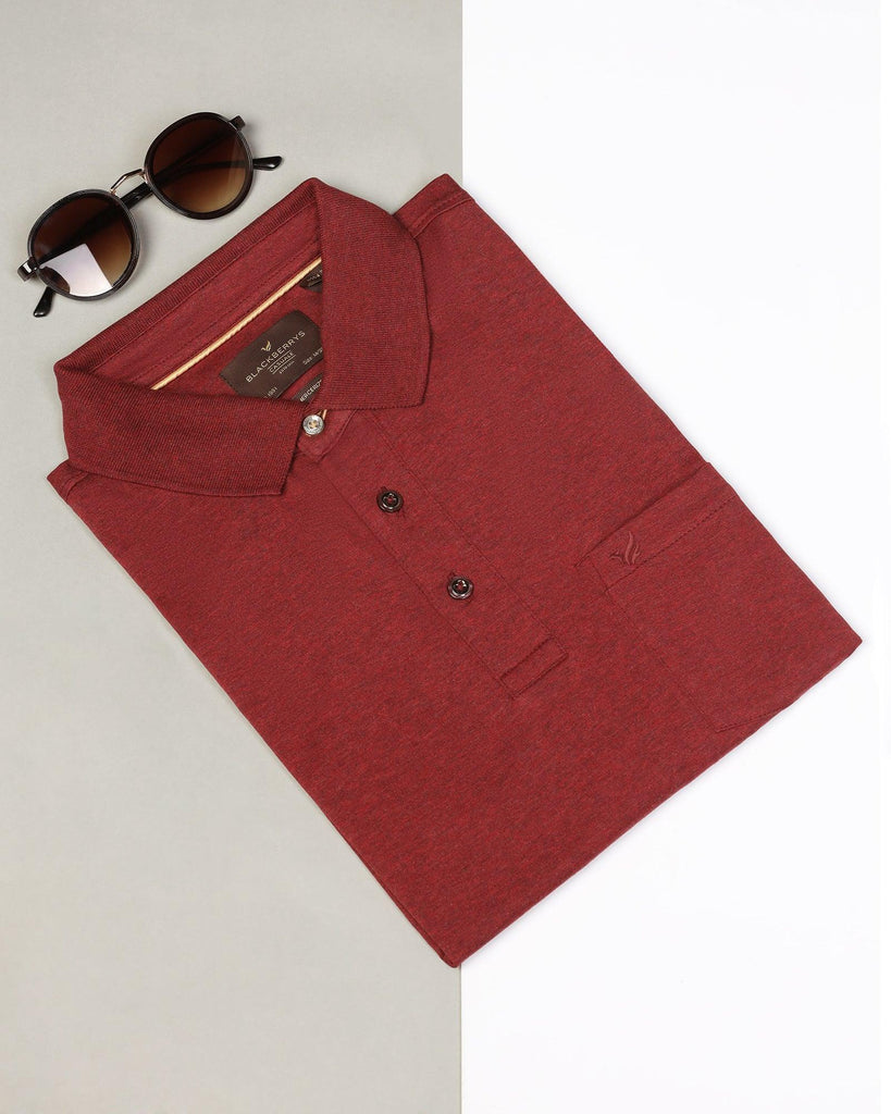 Polo Red Melange Solid T-Shirt - Felix