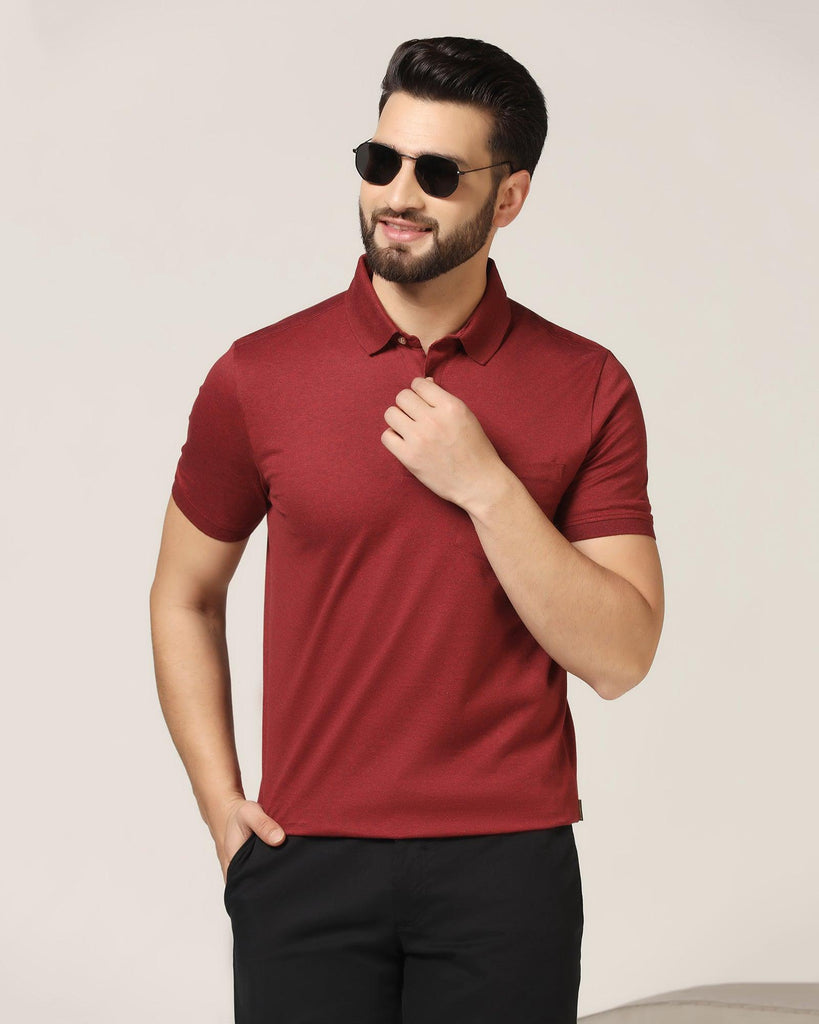 Polo Red Melange Solid T-Shirt - Felix