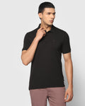 Solid Polo T Shirt In Black (Bright) - Blackberrys