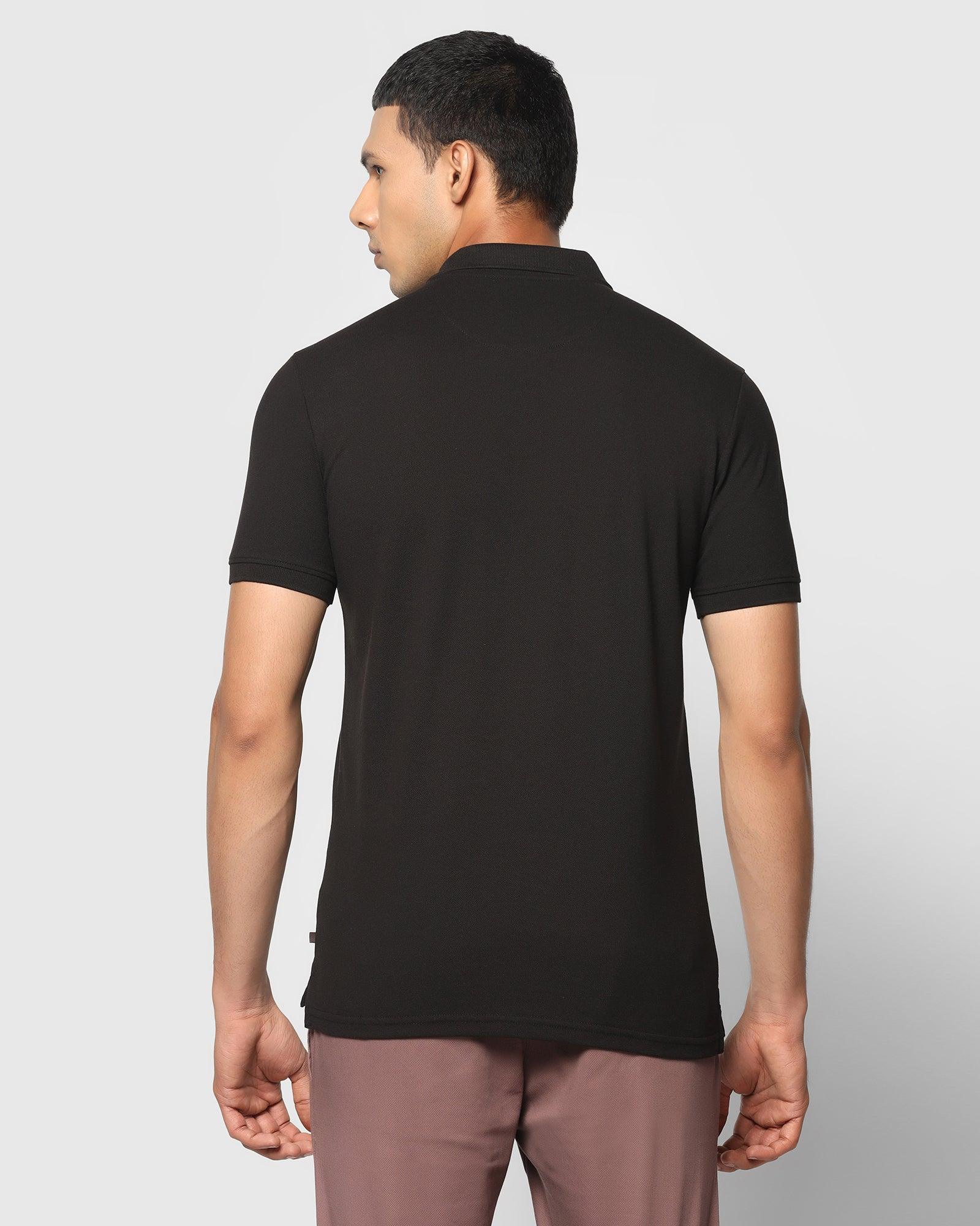 Solid Polo T Shirt In Black (Bright) - Blackberrys