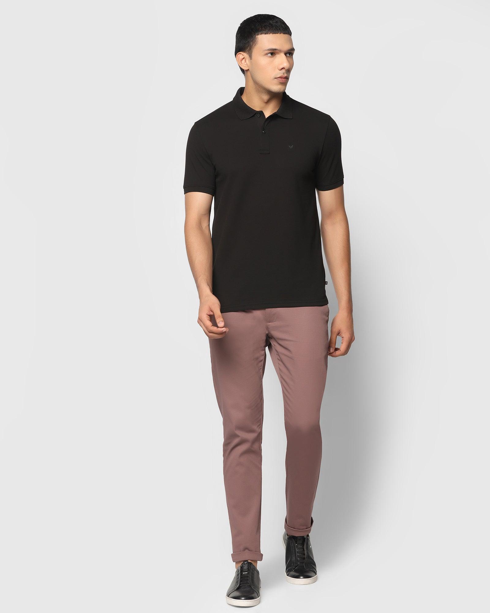 Solid Polo T Shirt In Black (Bright) - Blackberrys