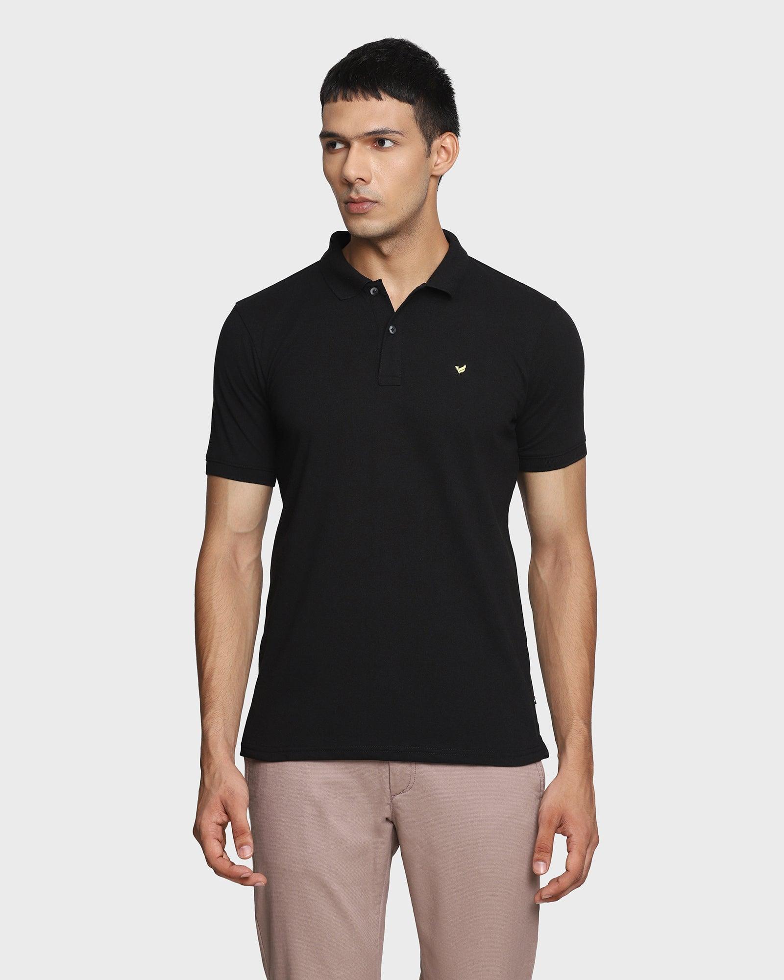 Polo Black Solid T Shirt - Romeo