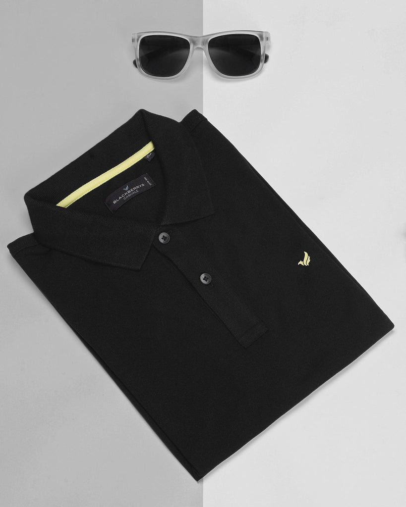 Polo Black Solid T-Shirt - Romeo