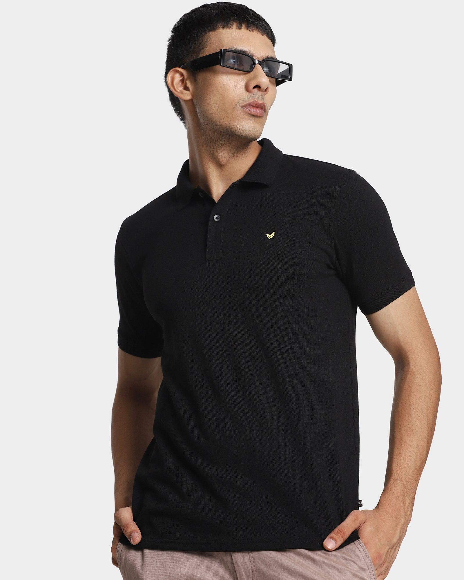 Polo Black Solid T Shirt - Romeo
