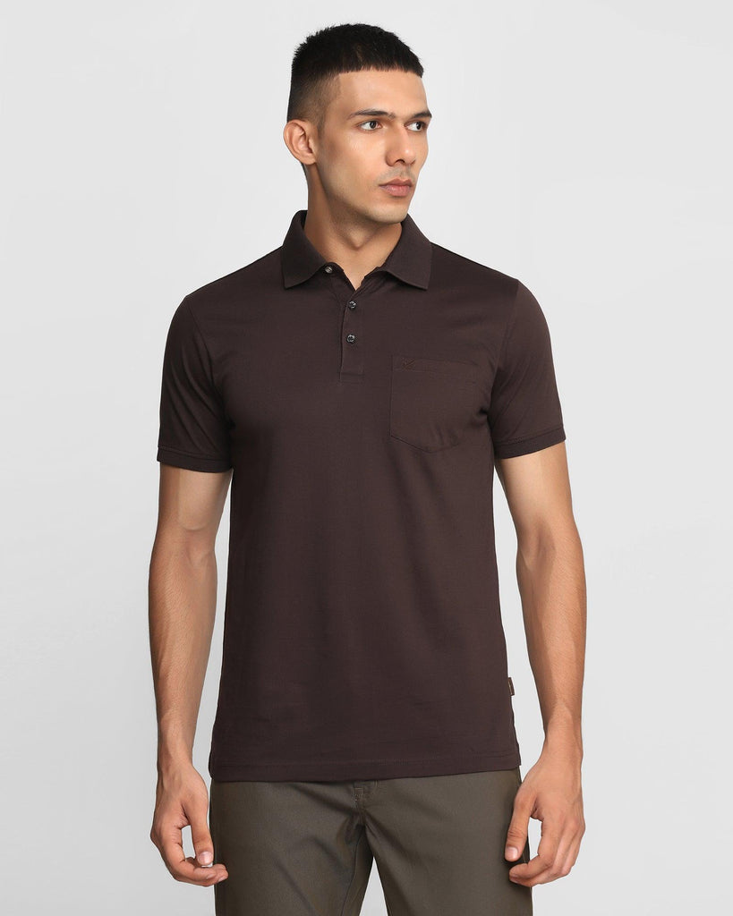 Polo Dark Brown Solid T-Shirt - David