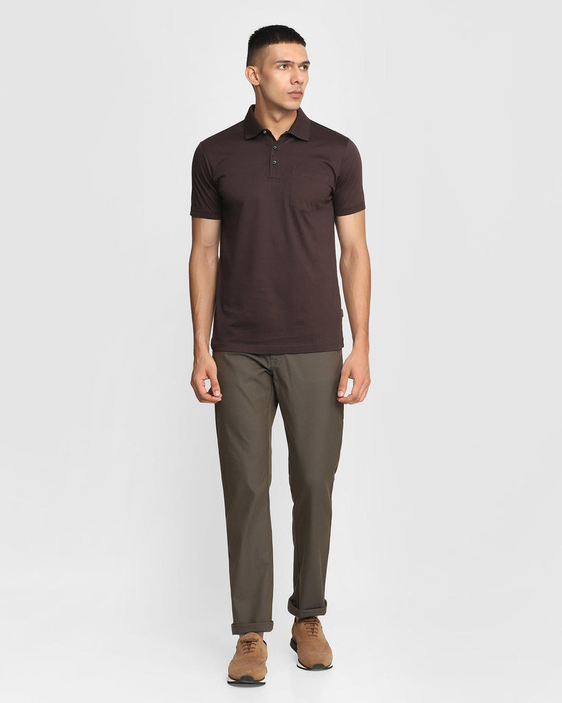 Polo Dark Brown Solid T-Shirt - David