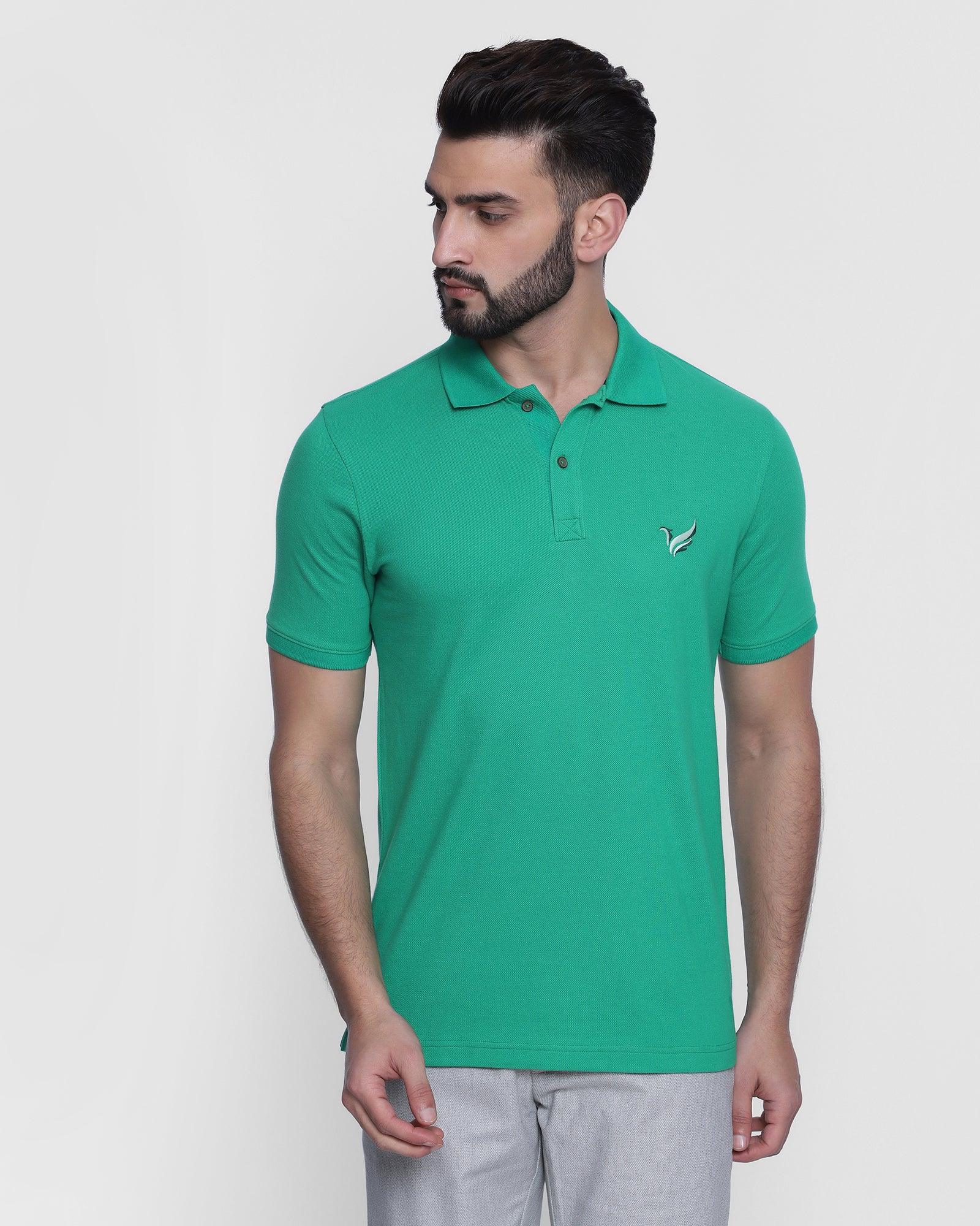 Polo Fern Green Solid T Shirt - Cloud