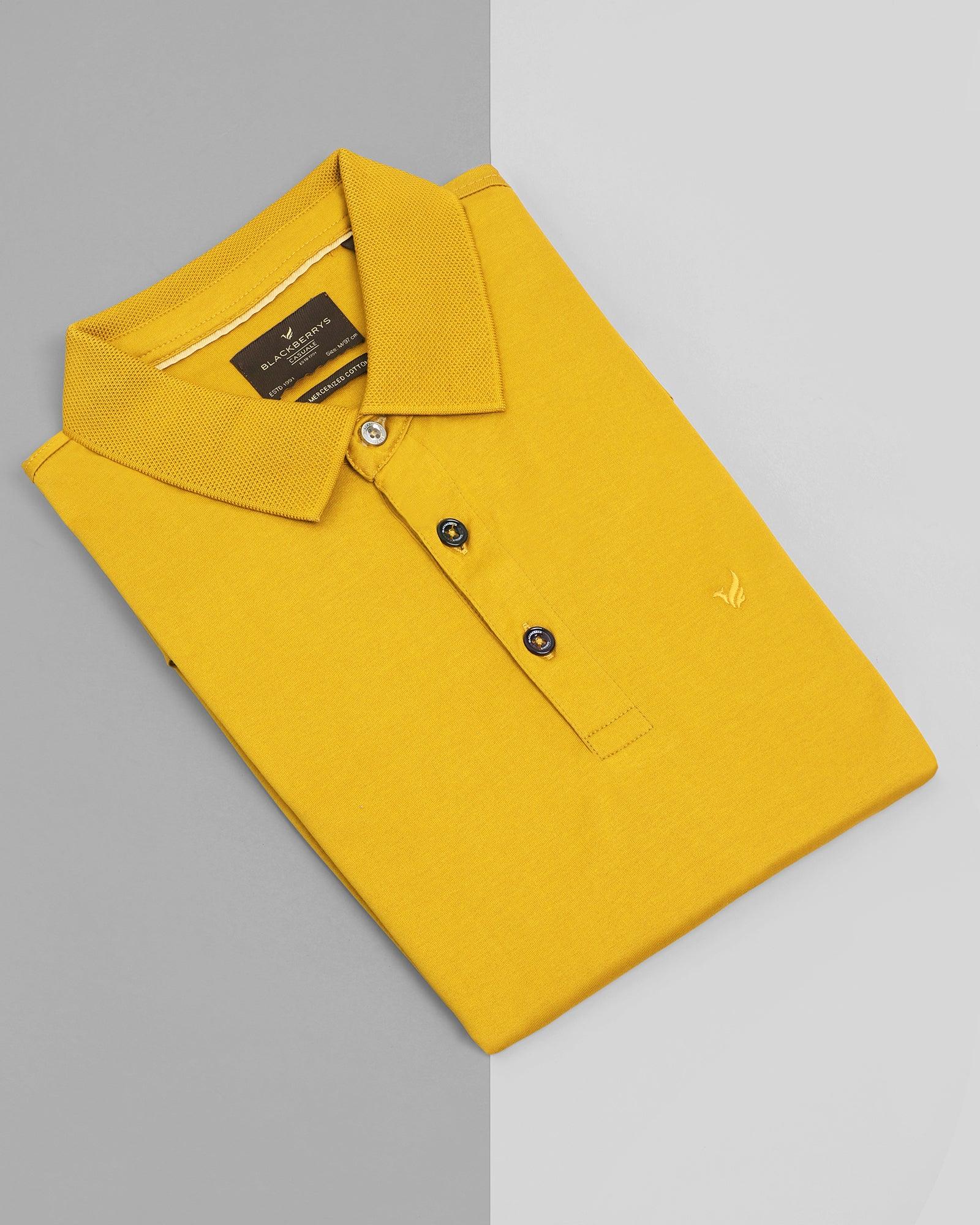 Polo Ochre Yellow Solid T Shirt - Mercury