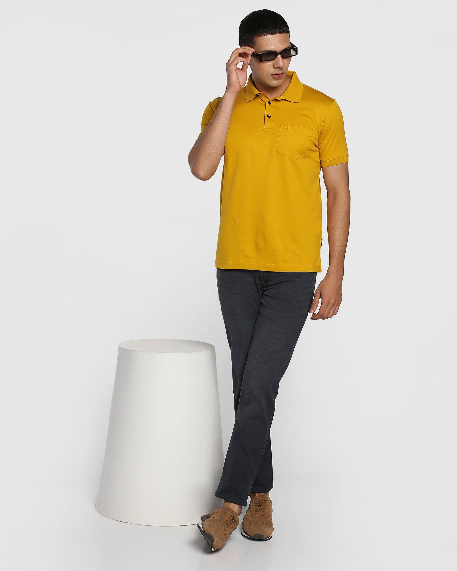 Polo Ochre Yellow Solid T Shirt - Mercury