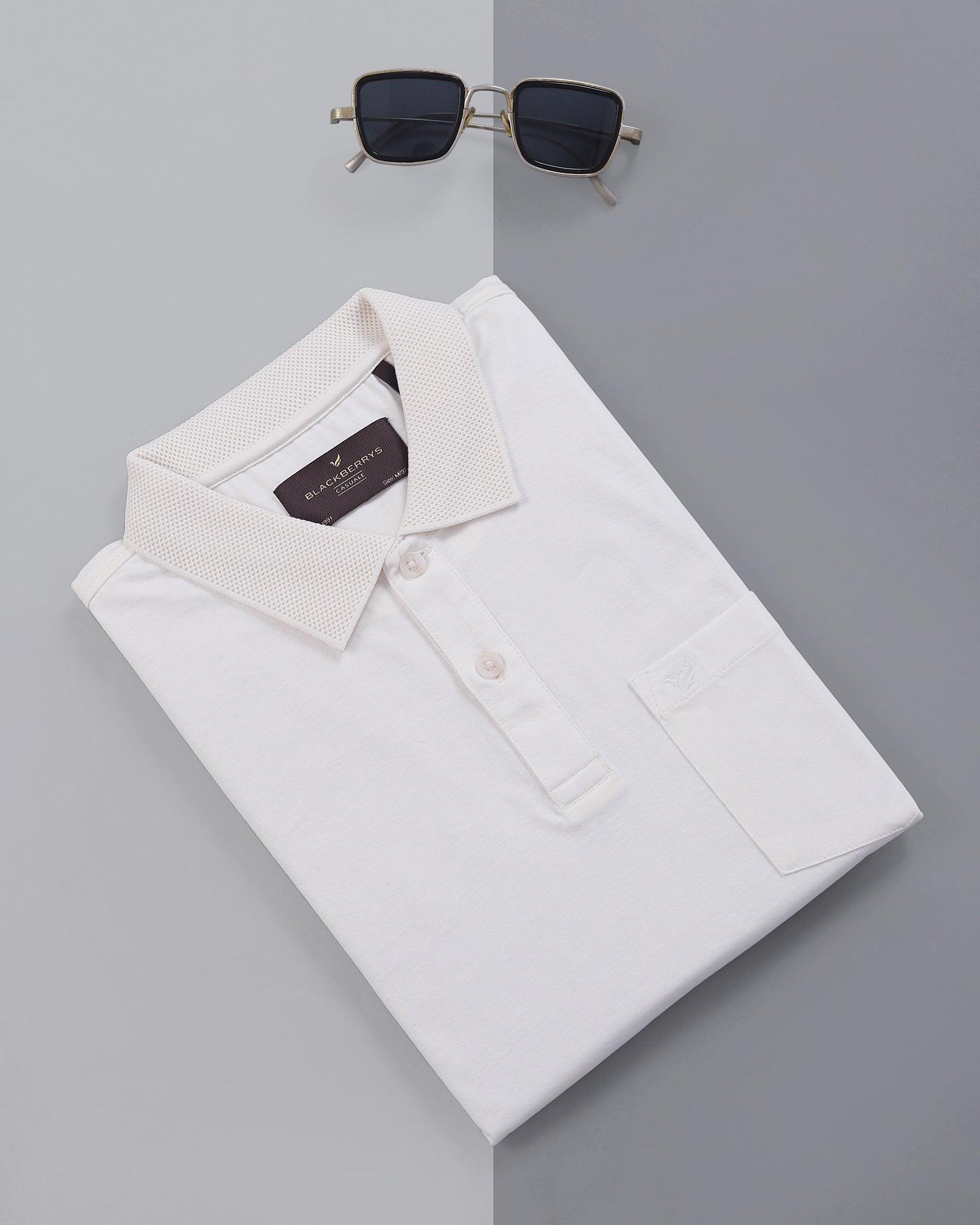 Polo Off White Solid T Shirt - Figma
