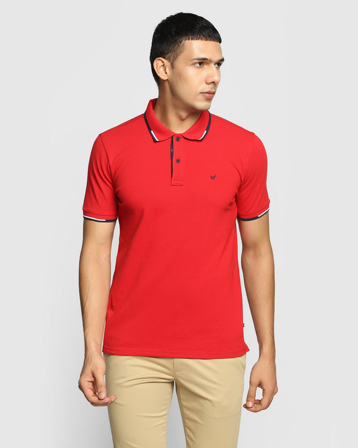 Polo Red Solid T-Shirt - Tempo