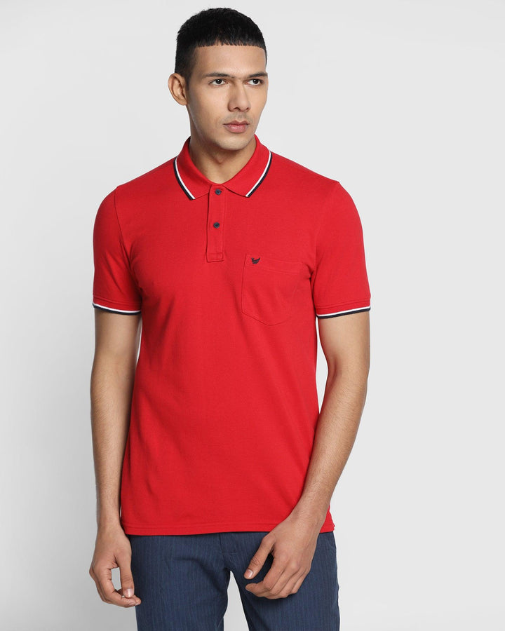 Polo Red Solid T-Shirt - Tempo