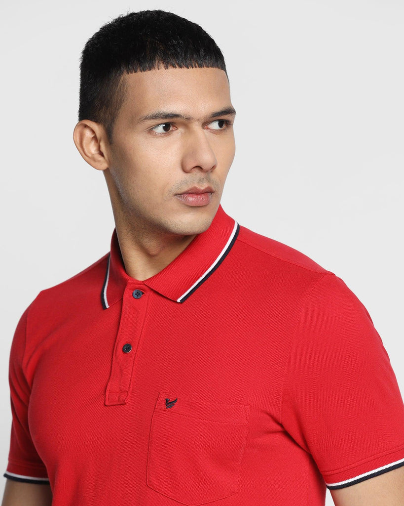 Polo Red Solid T-Shirt - Tempo