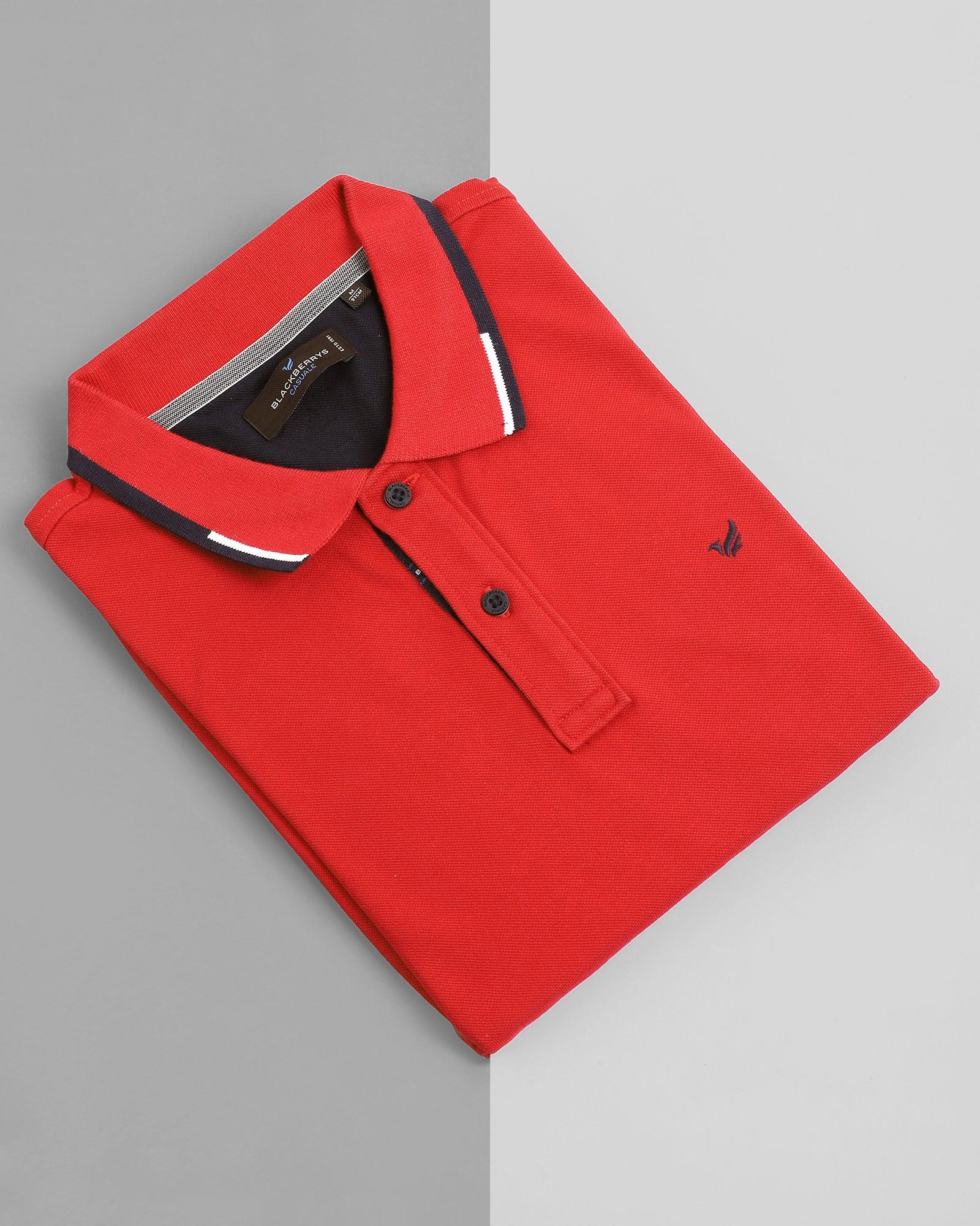 Polo Red Solid T Shirt - Tempo