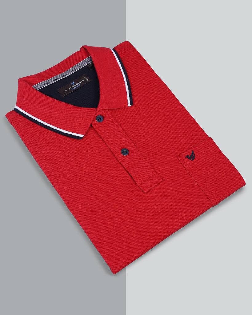 Polo Red Solid T-Shirt - Tempo