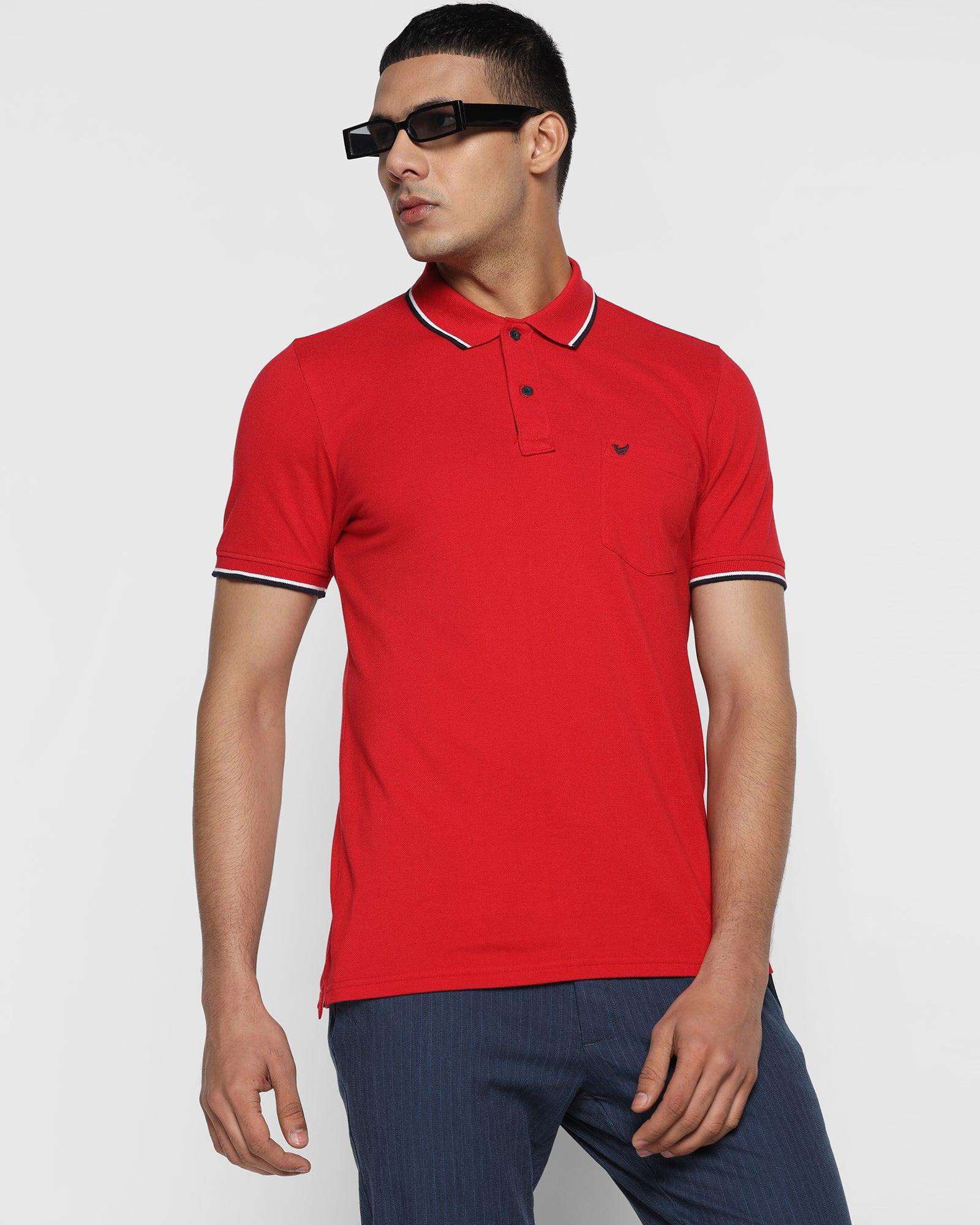 Polo Red Solid T Shirt - Tempo