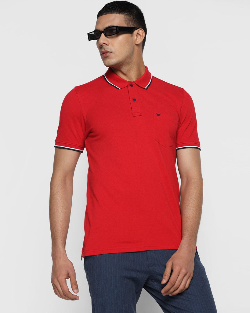 Polo Red Solid T-Shirt - Tempo