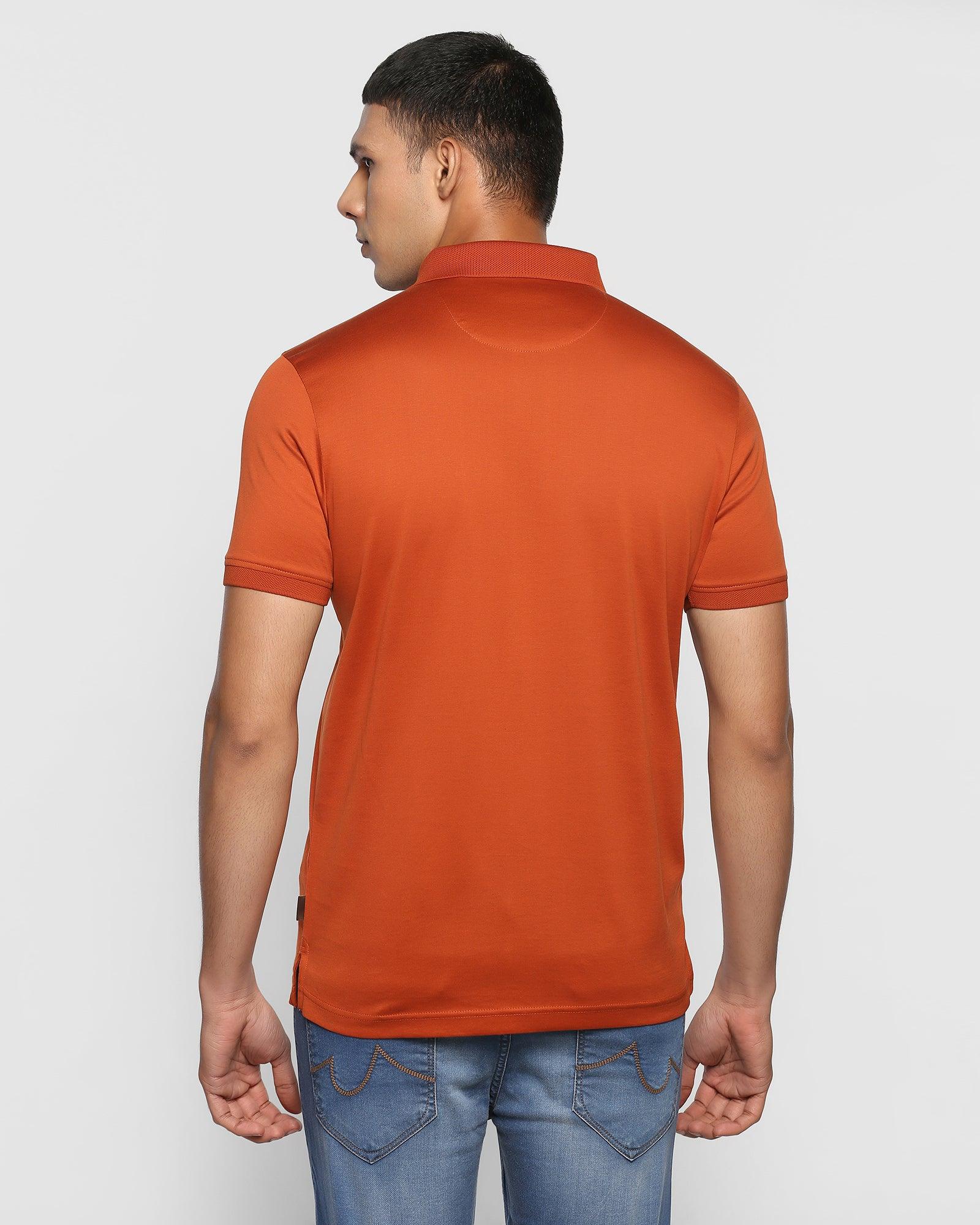 Polo Rust Orange Solid T Shirt - Mercury