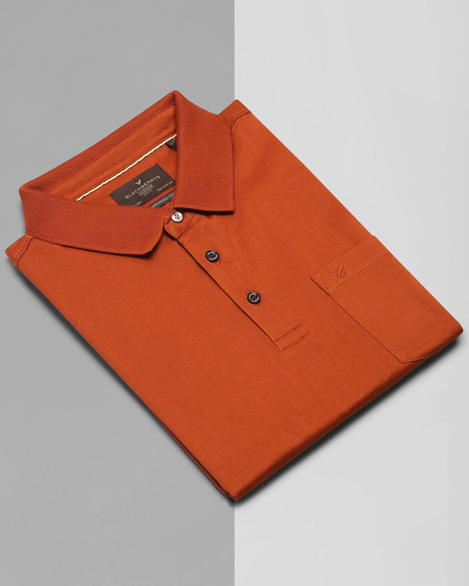 Polo Rust Orange Solid T Shirt - Mercury