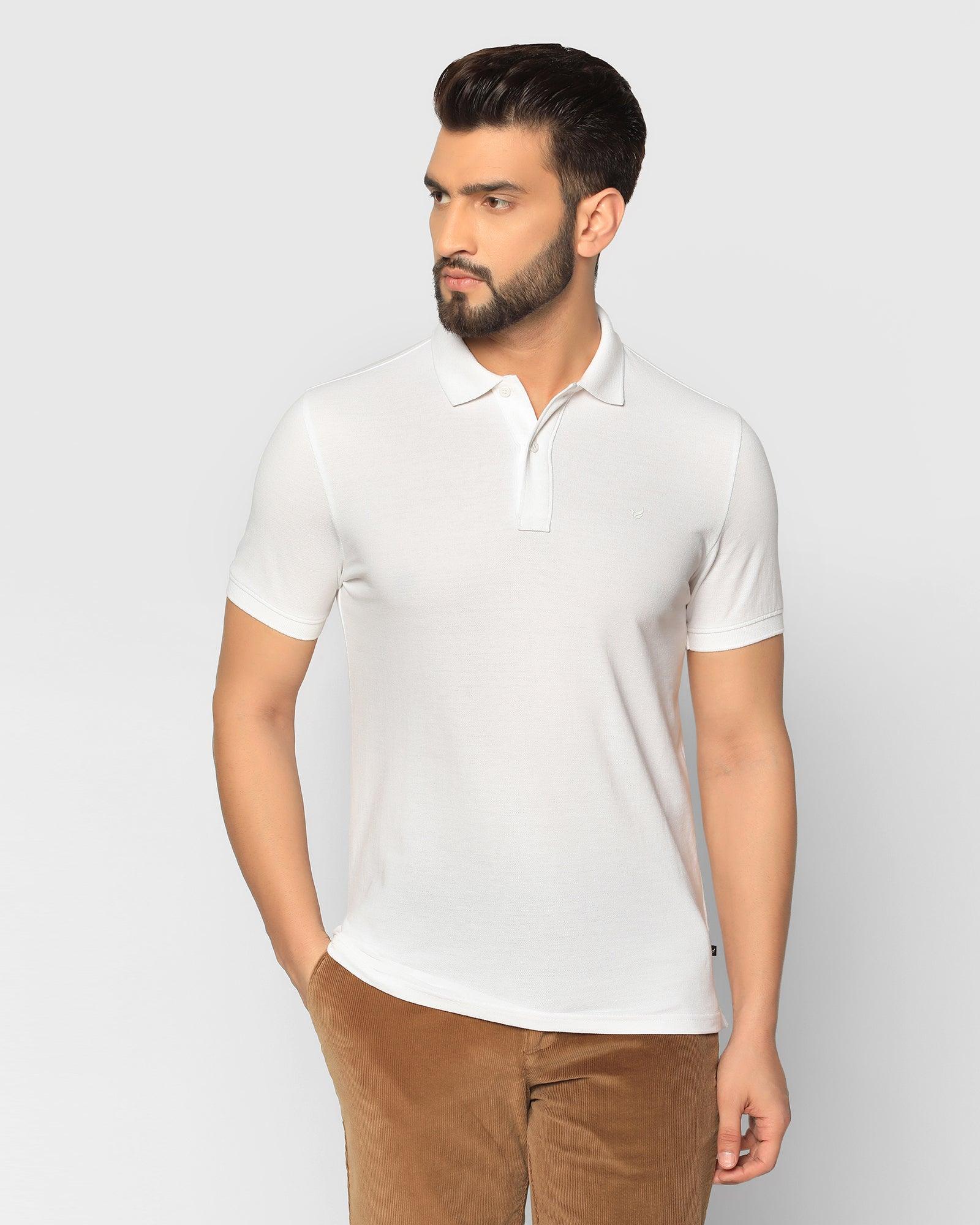 Polo White Solid T Shirt - Bright