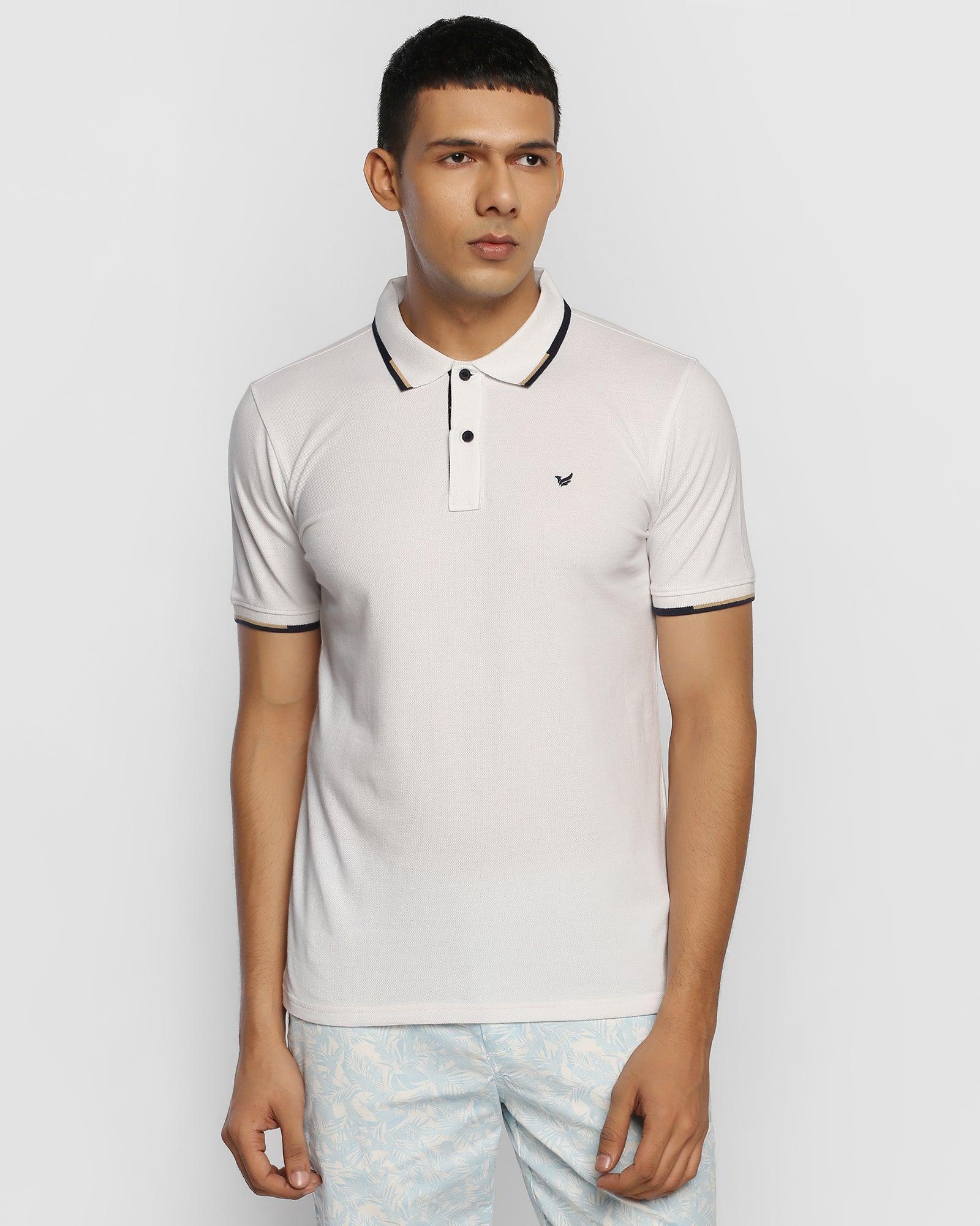 Polo White Solid T Shirt - Tempo