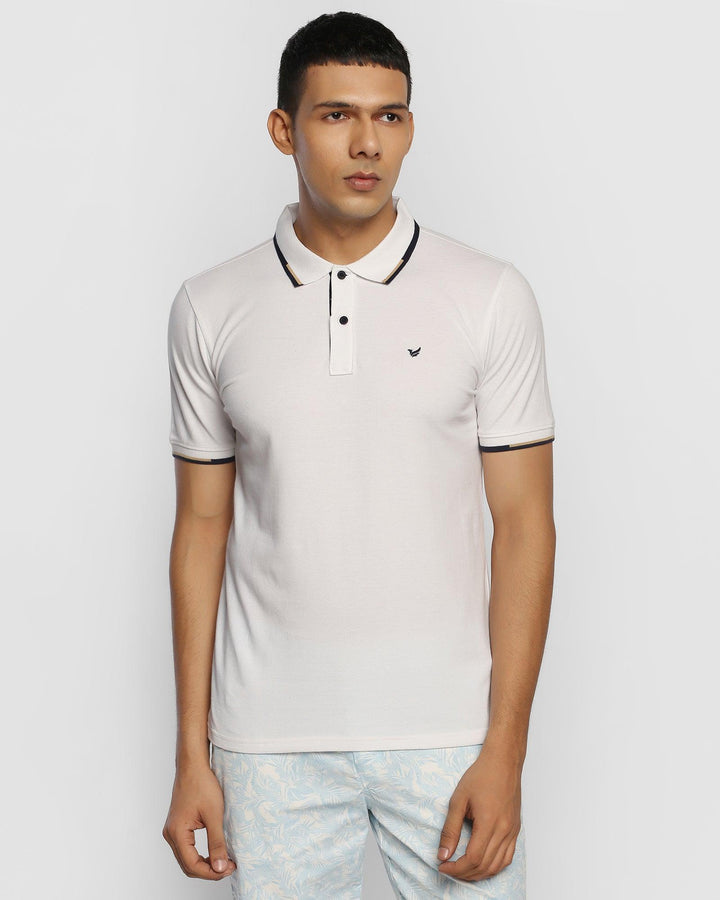 Polo White Solid T-Shirt - Tempo