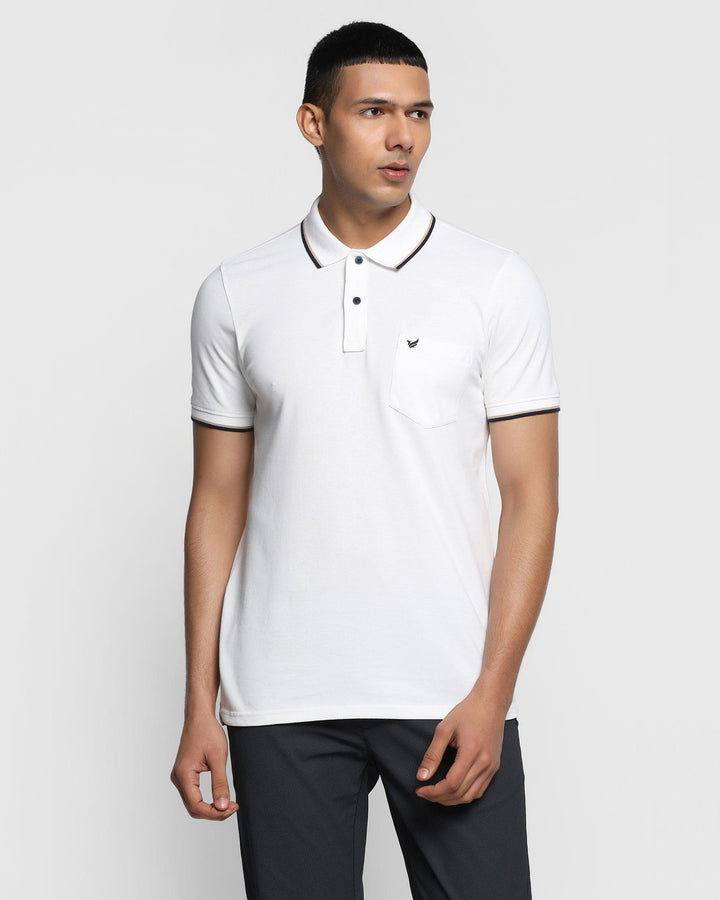 Polo White Solid T-Shirt - Tempo