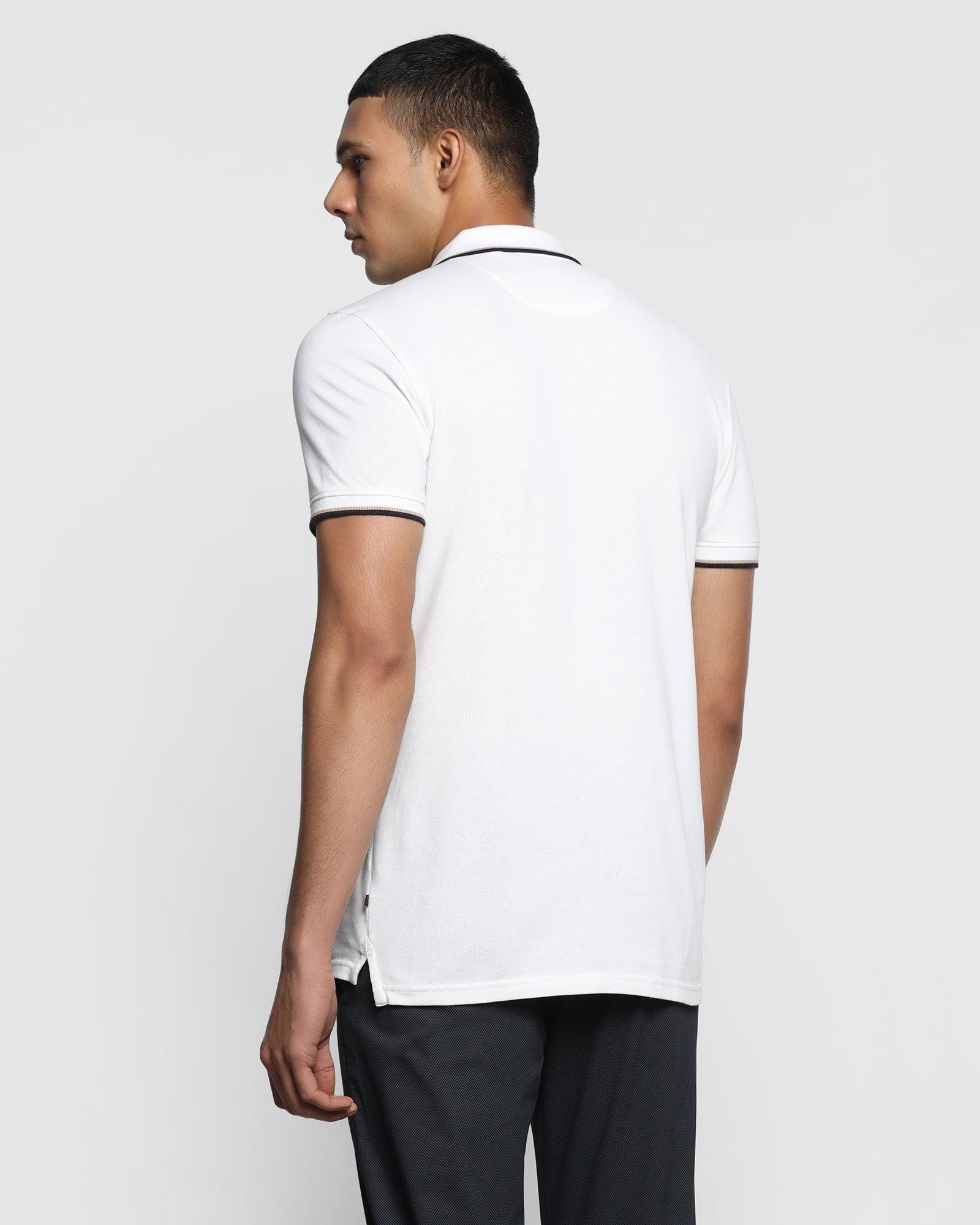 Polo White Solid T Shirt - Tempo