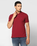 Solid Polo T Shirt In Wine (Bright) - Blackberrys