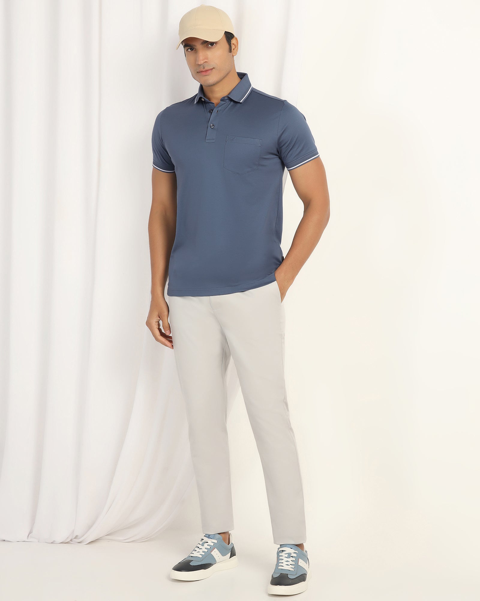 Polo Blue Solid T-Shirt - Orion