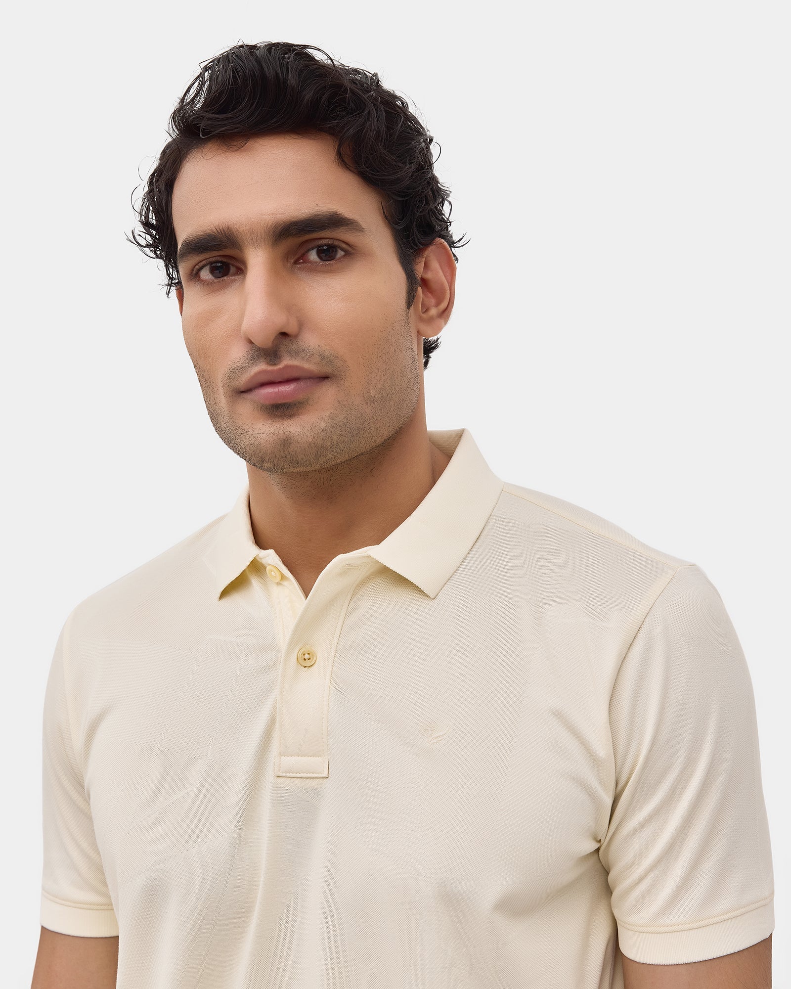 Powder Yellow Textured Polo - Seo