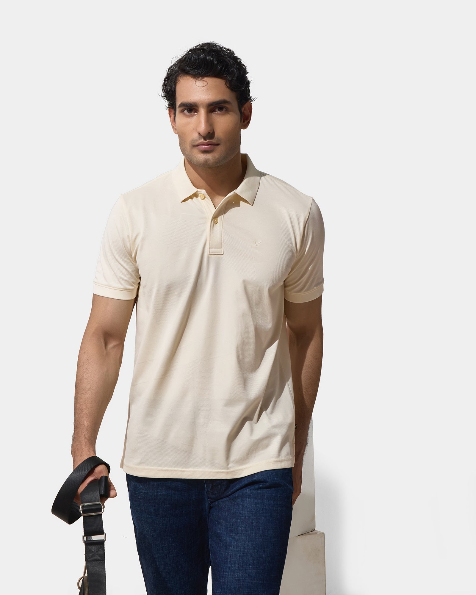 Powder Yellow Textured Polo - Seo