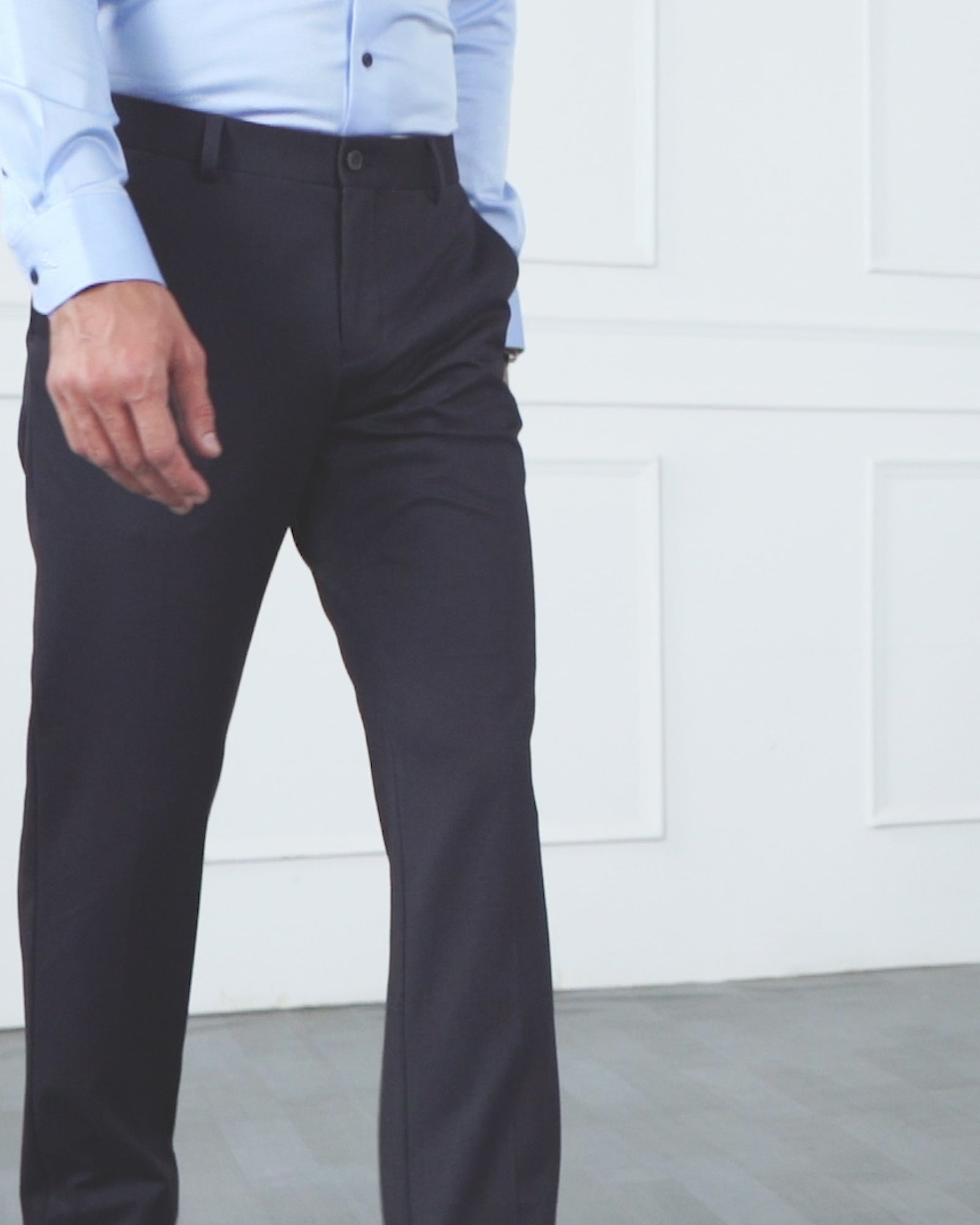 Must Haves Slim Comfort B-95 Formal Black Solid Trouser - Miggins