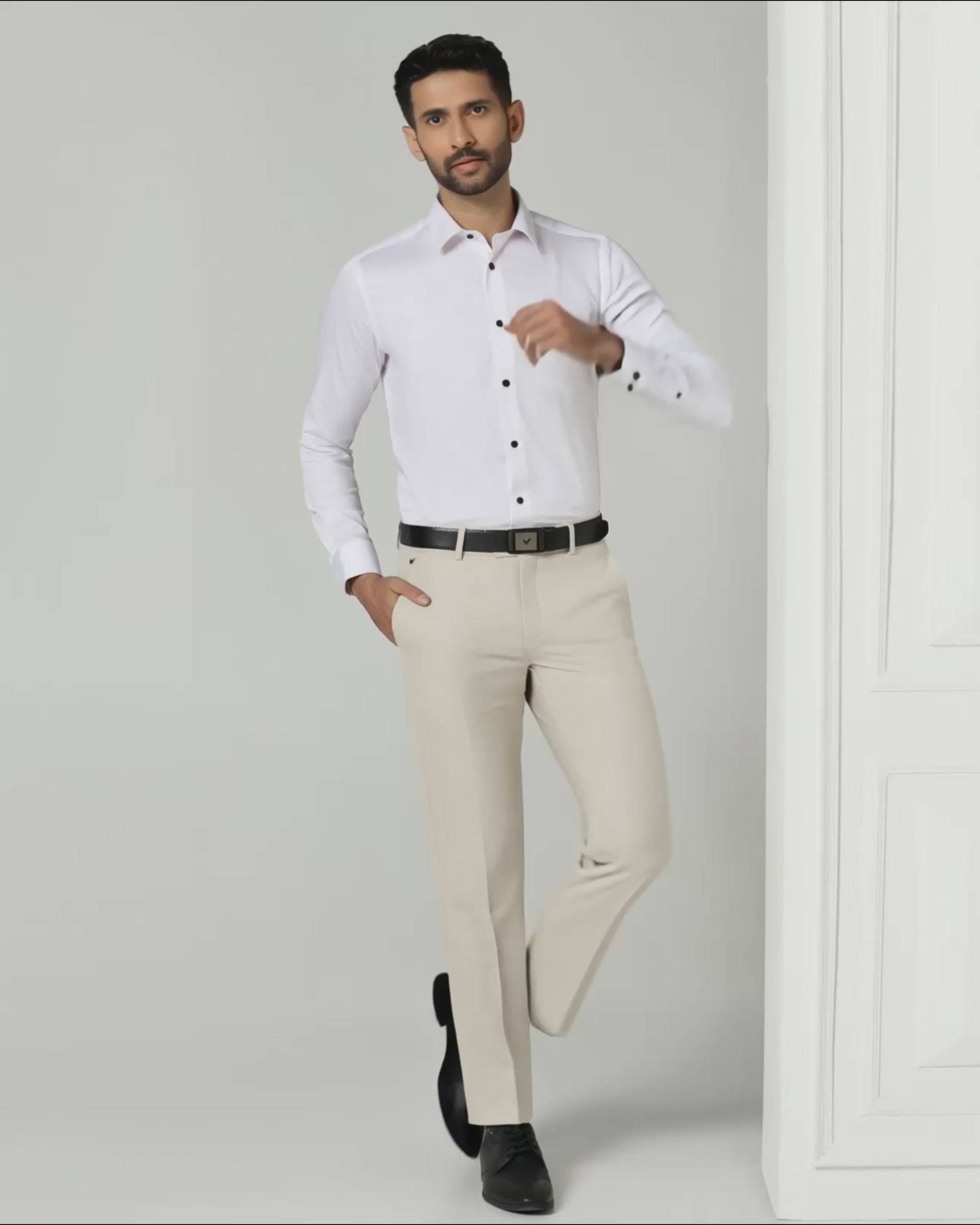 White Non Iron Solid Shirt - Sailor