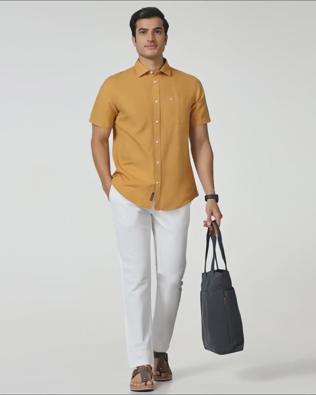 White Linen Solid Khakis - Kinsley